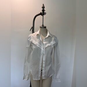 Women's White Ruffled Blouse